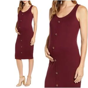 NWT Stretchy Faux Button Down Midi Dress